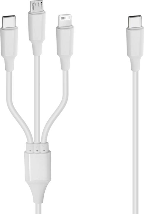 Produktbild LinQ 3-in-1 USB-C Kabel, USB-C / Lightning / Micro-USB - Power Delivery 20W (1.20 m, USB 3.2 Gen 1, 20 W)