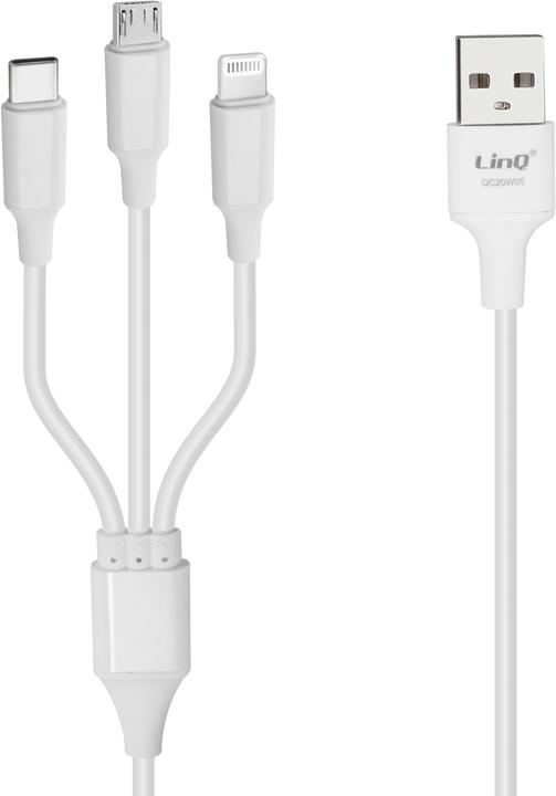 Produktbild LinQ 3-in-1 USB Kabel, USB-C / Lightning / Micro-USB (0.12 m, USB 3.2 Gen 1)