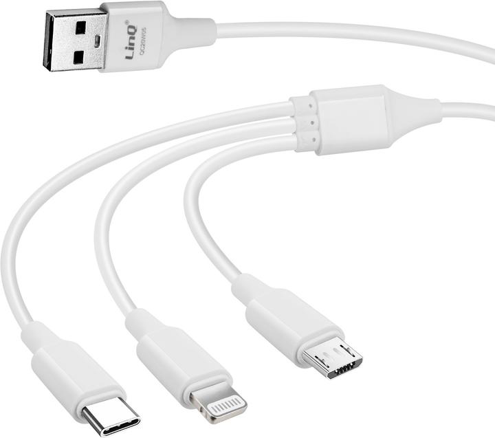 Produktbild LinQ 3-in-1 USB Kabel, USB-C / Lightning / Micro-USB (0.12 m, USB 3.2 Gen 1)