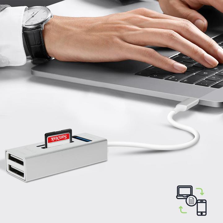 Image du produit LinQ Hub USB-C 5 en 1, 3x ports USB + lecteur de carte SD / Micro-SD (USB-C, 3 Ports)