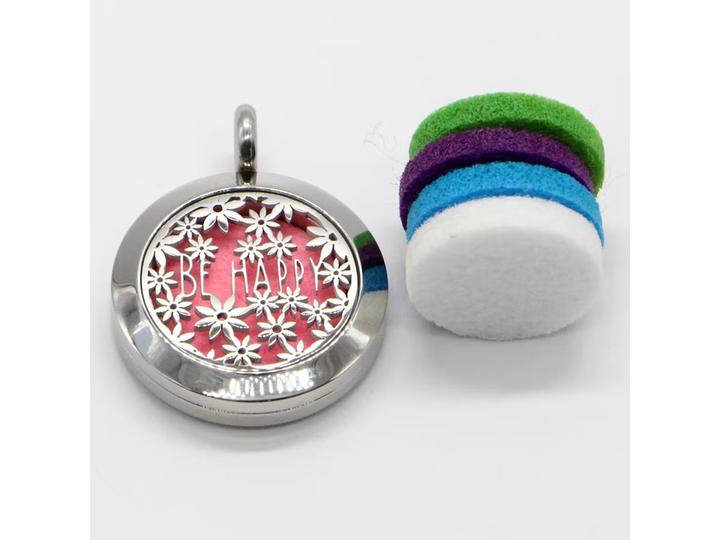 Image du produit Zen Arôme Bijoux parfumés Collier avec pendentif No.4 pour huile essentielle, parfum - acier inoxydable avec (Cuir, Acier inoxydable)