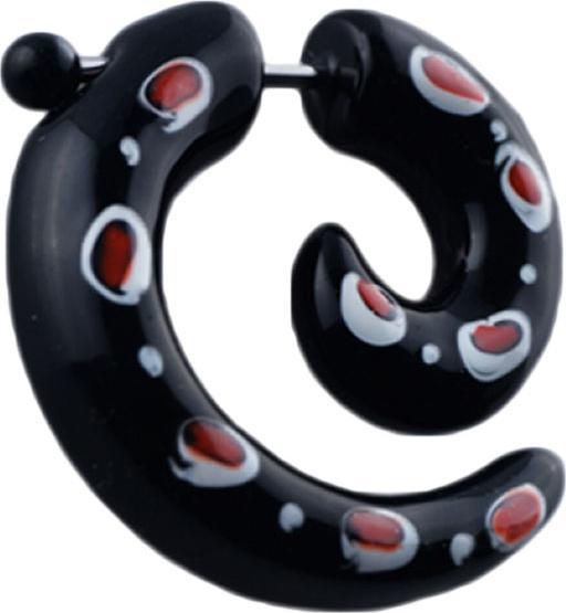 Image du produit Star Piercing Fausse spirale noire avec des points rouges (sans laiton, Acier chirurgical 316L)