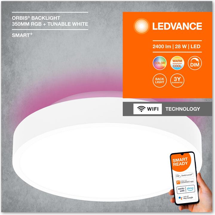 Image du produit Ledvance Smart+ Orbis Backlite Round white 35 cm 25W 1500 lum TW +RGB (2400 lm)