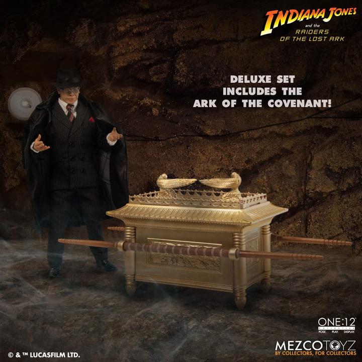 Actual product image Mezco Toys Indiana Jones Action Figure 1/12 Major Toht and Ark of the Covenant Deluxe Boxed Set 16 cm