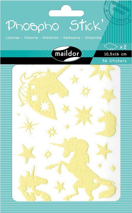 Actual product image Clairefontaine Motif Sticker Phospho Unicorn 2 sheets, 56 stickers