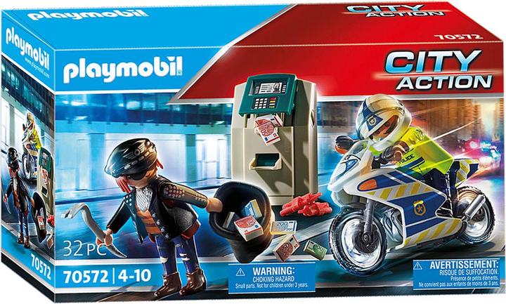 Actual product image Playmobil Police motorbike: pursuit of the money robber (70572, Playmobil City Life)