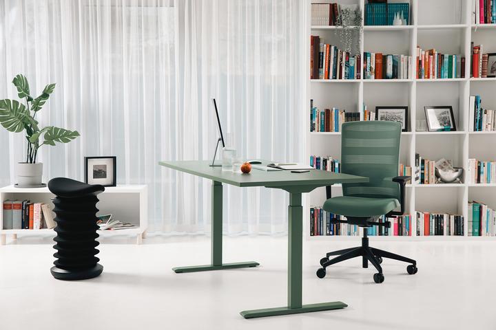 Actual product image Topstar E-Table electric height-adjustable desk mint green rectangular, T-leg frame green 1 (80 x 68 cm)