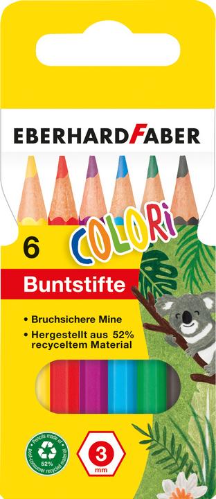 Produktbild EberhardFaber Buntstift kurz 6er Etui, 3 mm, sortiert (6 Farben, 6 x)