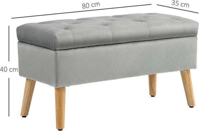 Actual product image Swisshandel24 Sitzbank mit Stauraum, Polsterbank mit Deckel, Bettbank mit Samtoptik Grau (80 cm)