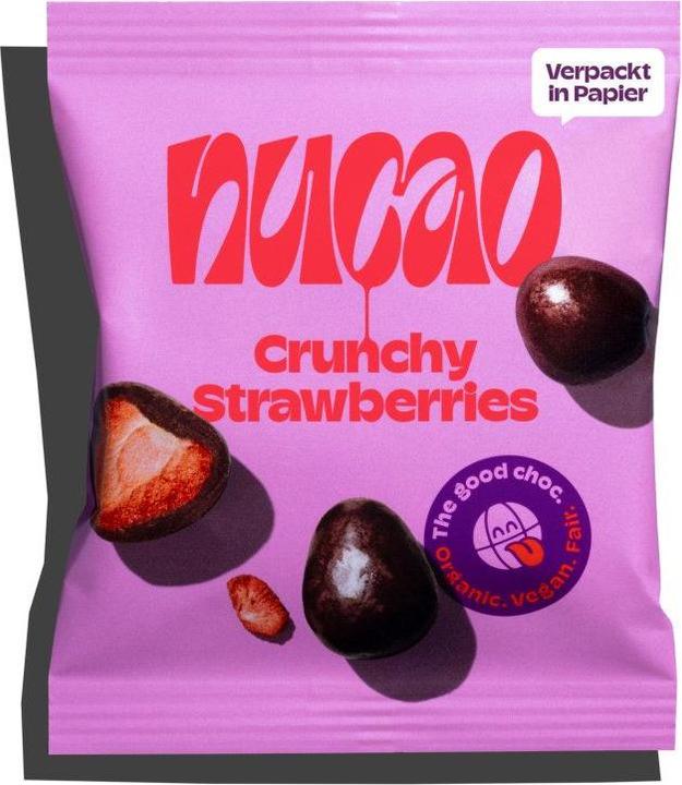 Actual product image Nucao Organic Vegan Chocolate Crunchy Strawberries 50g (60 g)