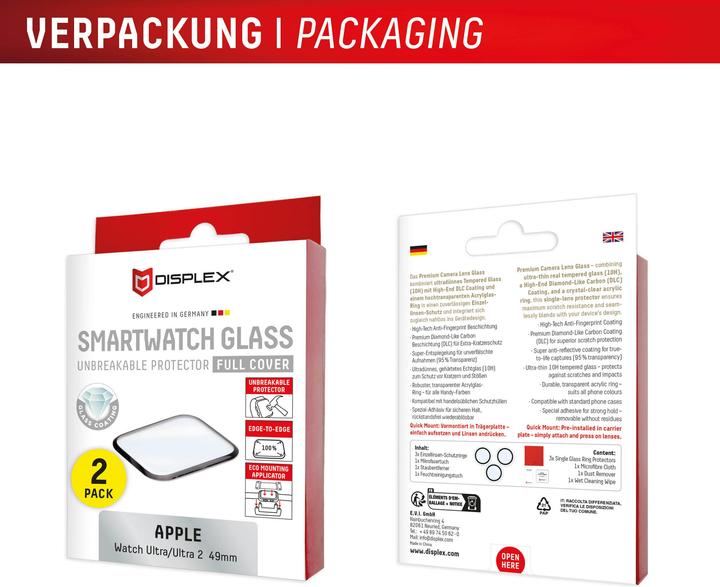 Immagine prodotto Displex Full Cover Schutzfolie, Full Cover Watch Glass, Doppelpack