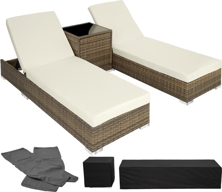 Produktbild tectake Sonnenliegen Rattan (184 cm)