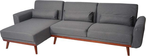 Produktbild Swisshandel24 Sofa, Couch Ecksofa, L-Form 3-Sitzer Liegefläche Schlaffunktion Stoff/Textil anthrazit-grau (Ecksofa)