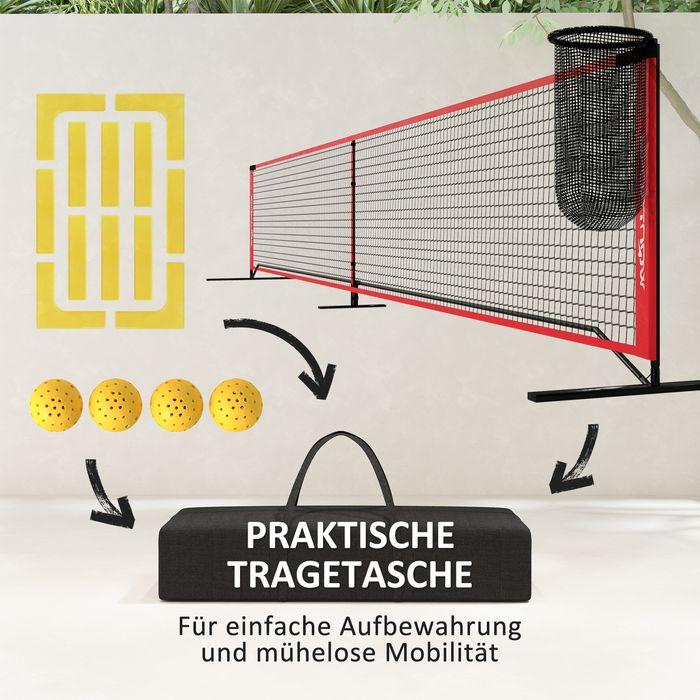 Image du produit Swisshandel24 Pickleball-Netz tragbares Set 6,7 m Pickleball-System mit Ballsammler, Bälle