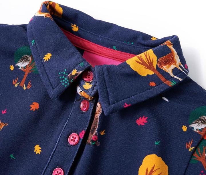 Produktbild VidaXL Kinderkleid mit Langen Ärmeln und Kordelzug Marineblau (140)