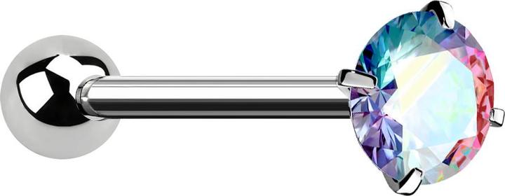 Immagine prodotto Star Piercing Barbell silber mit Kugel und Kristall multicolor gefasst (senza ottone, Acciaio chirurgico 316L)