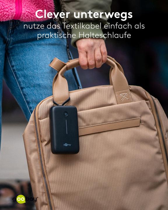 Produktbild Goobay Powerbank 20.000 mAh mit integriertem USB-C-Kabel (20000 mAh, 30 W)