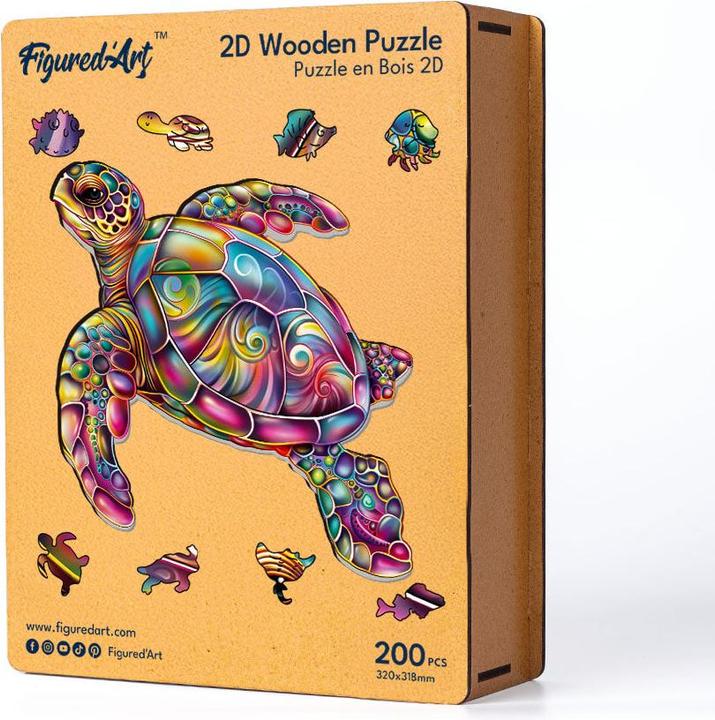 Image du produit Figured'Art Puzzle en Bois Adulte - Tortue de mer (200 pièces)