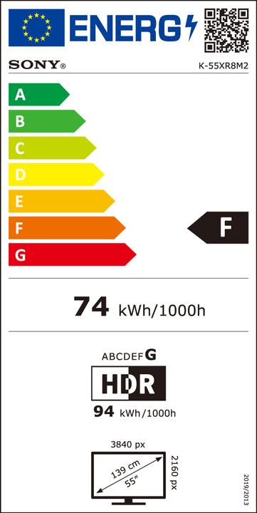 Label énergétique Sony K-55XR8M2 (55", Bravia 8 II, OLED, 4K, 2025)