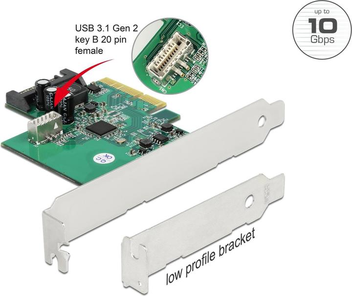 Produktbild Delock PCI Express Karte zu 1 x intern USB 3.2 Gen 2 Key B 20 Pin Buchse