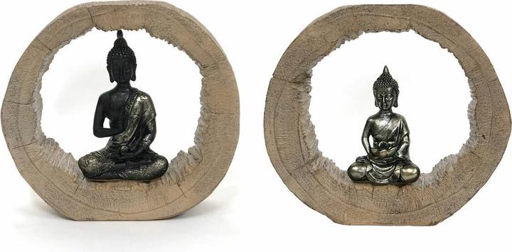 Produktbild DKD Home Decor Deko-Figur Schwarz natürlich Buddha 20,5 x 6 x 18,5 cm (2 Stück)