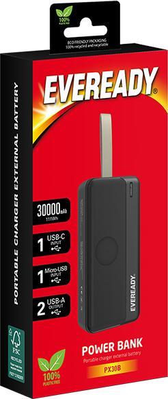 Productafbeelding Eveready externe batterij (30000 mAh, 111 Wh)