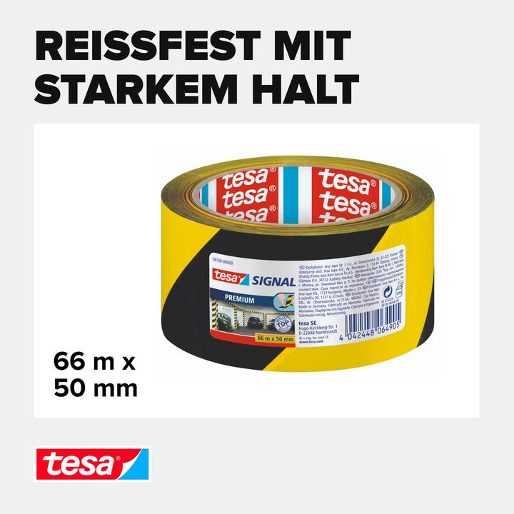 Actual product image tesa PREMIUM signal marking tape, self-adhesive PVC warning tape for permanent marking (50 mm)