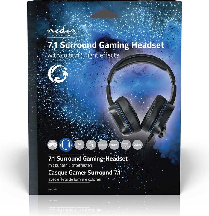Produktbild Nedis Gaming Headset | Über Ohr | Surround | USB Type-A | Klappbarer Mikrofon | 2.10 m | LED (Kabelgebunden)