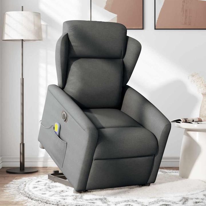 Produktbild VidaXL Elektrischer Massagesessel mit Aufstehhilfe Dunkelgrau Stoff