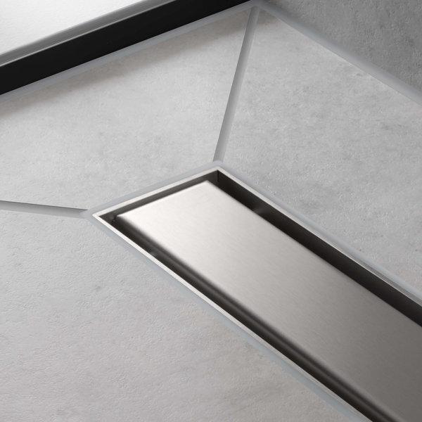Actual product image hansgrohe RainDrain Match finished set shower channel 800 with height-adjustable frame (brushed stainless (800 mm)