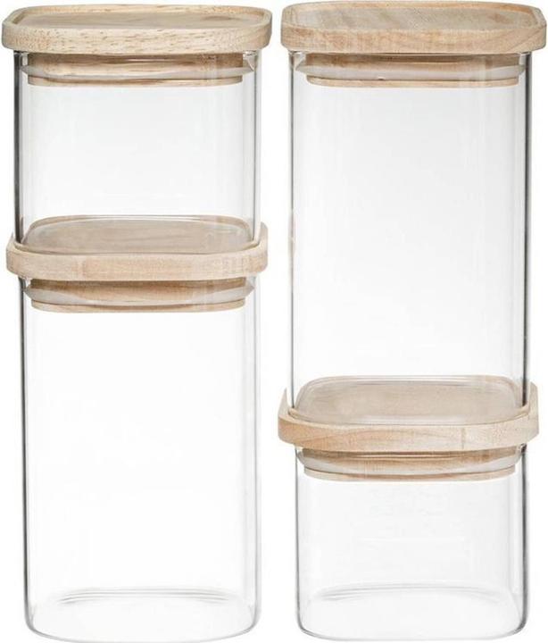 Secret de Gourmet 4 stackable jars with wooden lids (1 l)