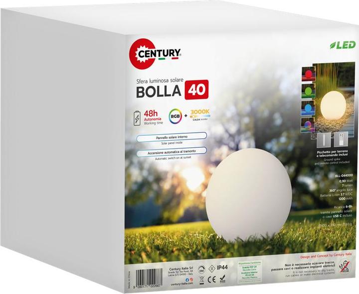 Image du produit Century Lampe solaire à LED BOLLA 0,9W RGB Dimm. IP44 grand (7 lm, IP44)