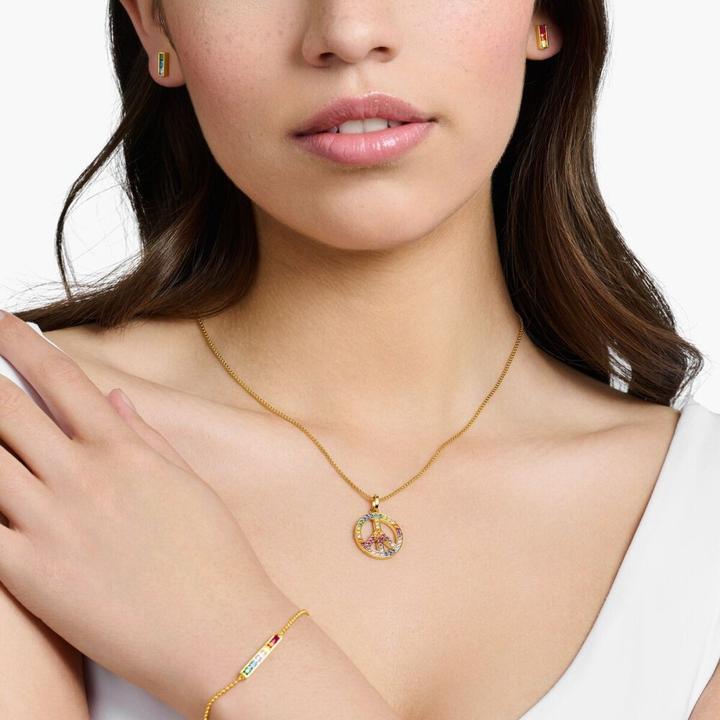 Image du produit Thomas Sabo Collier avec pendentif signe de paix avec pierres multicolores plaqué or (Argent 925, 50 - 55 cm)
