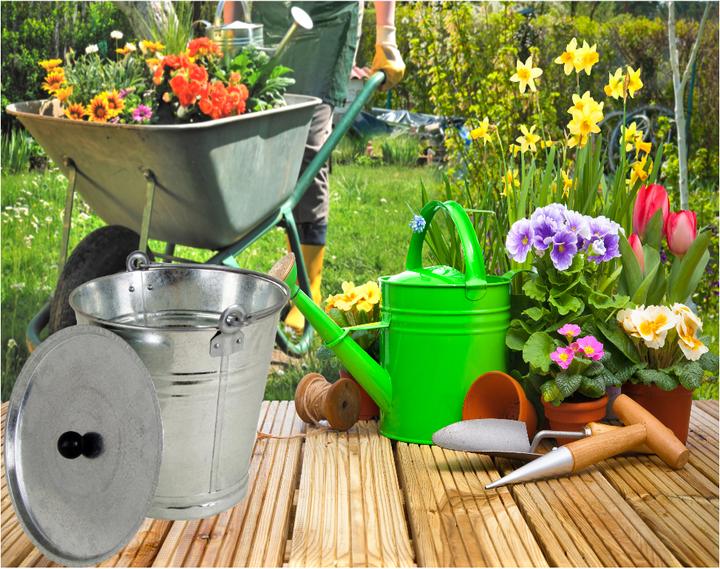 Produktbild Natura Punto Zinkeimer mit Deckel und Henkel, Fassungsvermögen 12 l (29.5 x 32 cm)