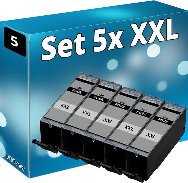 Actual product image Druckfuxx 5x DRUCKER PATRONEN für CANON PIXMA TS 6350 TS 6351 TS 8350 TS 8351 pg