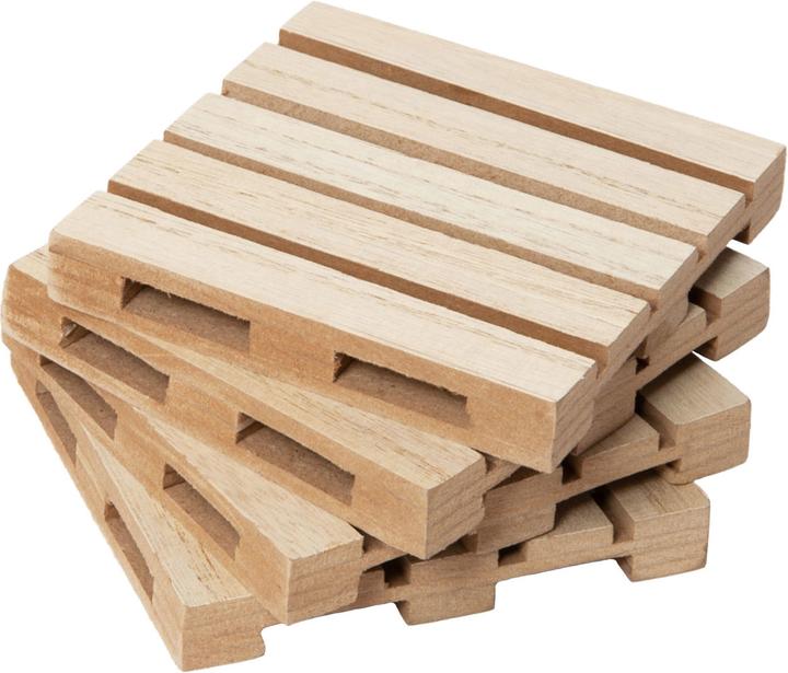 Immagine prodotto Out of the blue Sottobicchieri in legno color naturale a forma di pallet, 4 pezzi, circa 10 x 4cm (4 x, Sottobicchiere in vetro)
