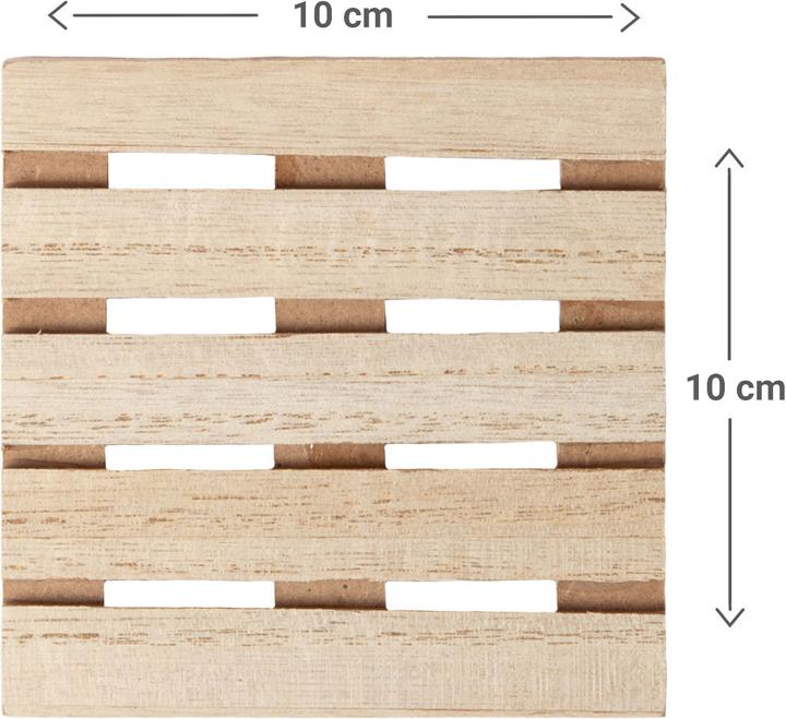 Immagine prodotto Out of the blue Sottobicchieri in legno color naturale a forma di pallet, 4 pezzi, circa 10 x 4cm (4 x, Sottobicchiere in vetro)