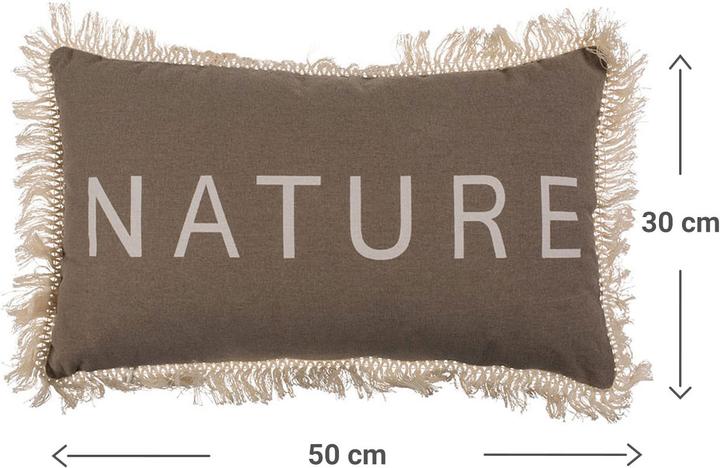 Immagine prodotto Out of the blue Cuscino decorativo marrone, con stampa Nature, frange e chiusura lampo (50 x 30 cm)