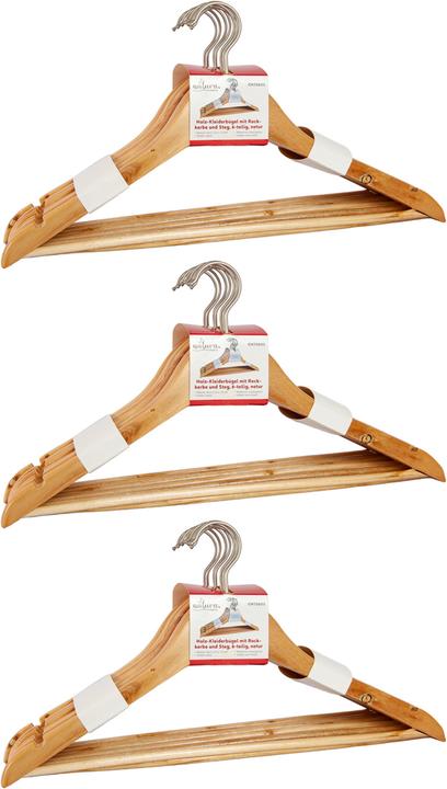 Image du produit Natura Punto Lot de 24 cintres avec encoche pour jupe et barrette pour pantalon (24 x)