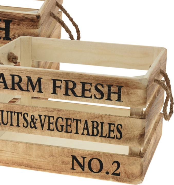 Actual product image Natura Punto Set of 4 wooden decorative boxes with rope handles
