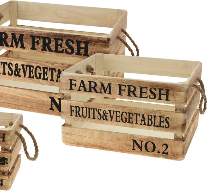 Actual product image Natura Punto Set of 4 wooden decorative boxes with rope handles