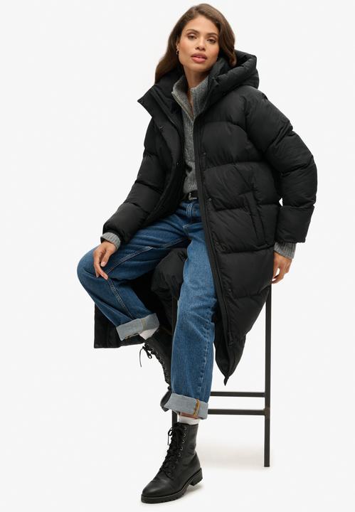 Produktbild Superdry lange daunenjacke mit kapuze, damen (XS)