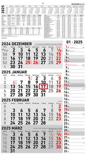 Produktbild 4-Monatskalender Kombi 2025, 33x45cm, Bürokalender mit Jahresübersicht, Datumsschieber (Kein Einband, Deutsch)