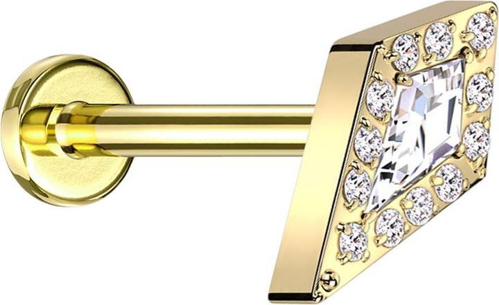 Produktbild Star Piercing Micro Labret Innengewinde vergoldet Diamant vergoldet grosser Kristall silber (Titan G23, ohne Messing)