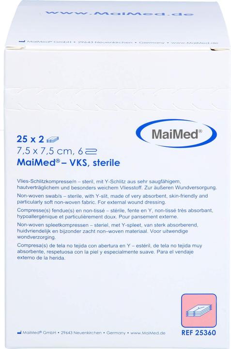 Produktbild MaiMed Vlies-Schlitzkompressen 7,5x7,5cm 6-fach steril, 25X2 St KOM