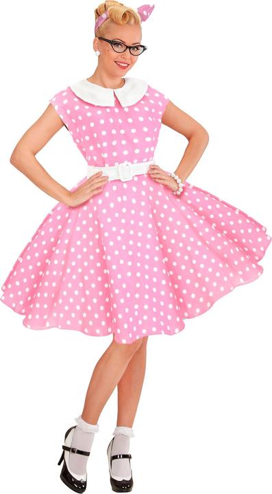 Actual product image Widmann 50's ROCK'N'ROLL FASHION ROSA (dress with petticoat, belt, hairband), M (M)