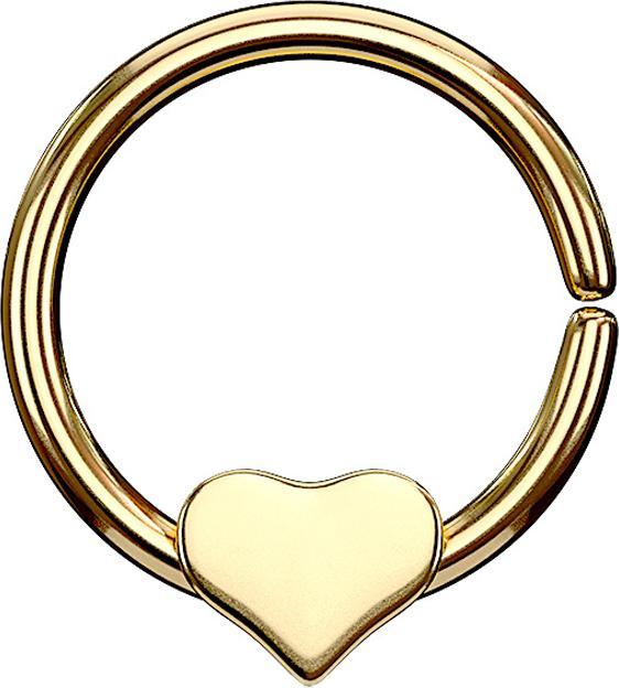 Actual product image Star Piercing Micro Piercing Ring gold plated with heart (Surgical steel 316L, without brass)