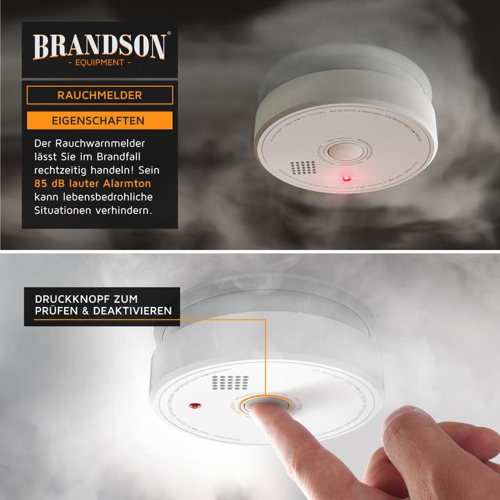 Produktbild Brandson Rauchmelder, wechselbare 9V Blockbatterie, Smoke Detector, LED, TÜV geprüft & EN14604 Zertifiziert