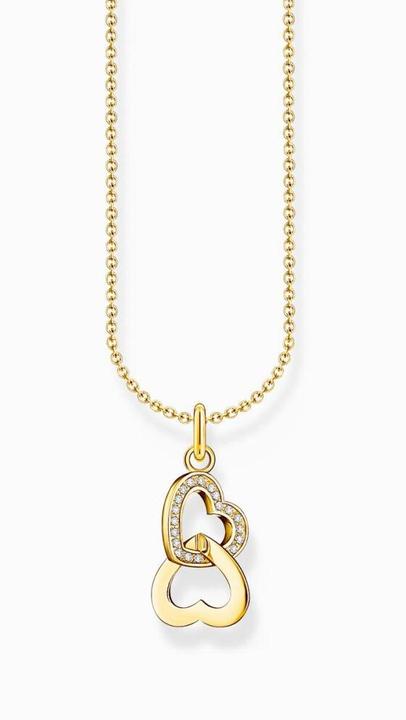 Actual product image Thomas Sabo Gold-plated chain with intertwined hearts pendant (Zirconia, 38 - 45 cm)