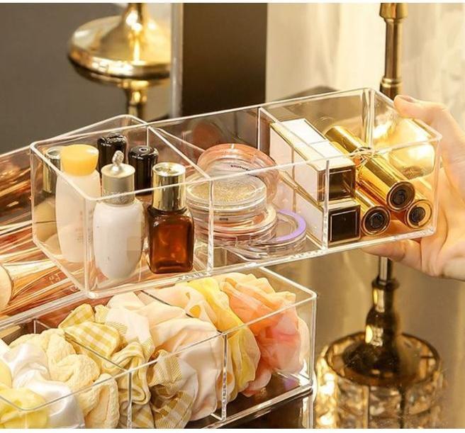Image du produit MU Style Organiseur de maquillage en acrylique avec 3 compartiments